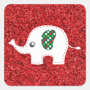 White elephant red glitter sticker