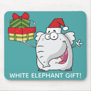 White Elephant Santa Hat Gifts Cartoon Mouse Mat