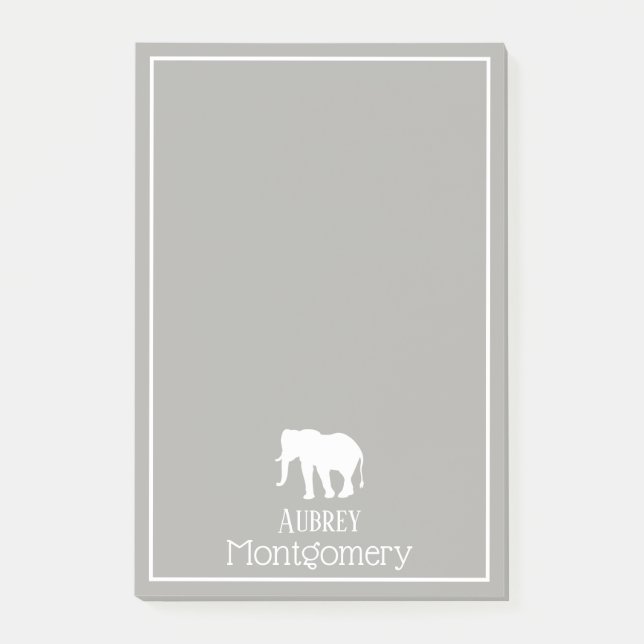 White Elephant Silhouette | Personalised Post-it Notes (Front)
