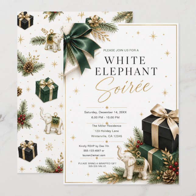 White Elephant Soirée Invitation (Front/Back)