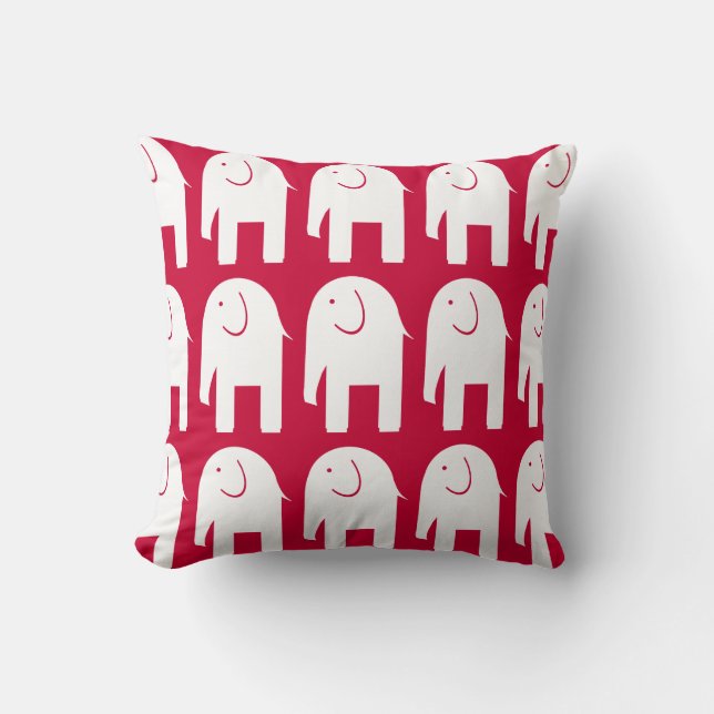 White Elephants on Red Cushion (Front)