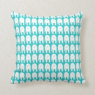 White Elephants on Turquoise Cushion