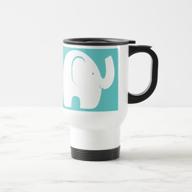 White Elephants over Aqua Travel Mug (Right)