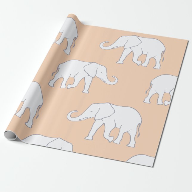 White Elephants Wrapping Paper (Unrolled)