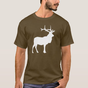 White Elk Silhouette on Dark T-Shirt