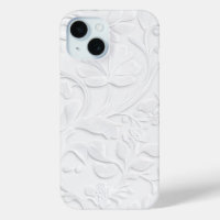 White Embossed Floral Pattern Phone Case