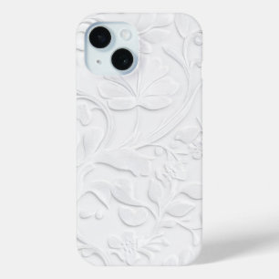 White Embossed Floral Pattern Phone Case