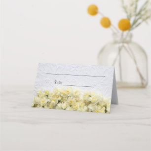 White embossed-look with narcissus place card
