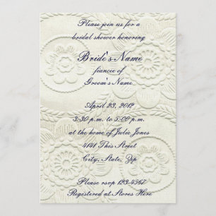 White Embossed Style Bridal Shower Invitation