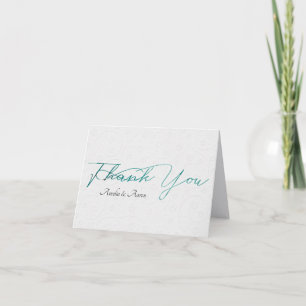 White Embossed Wedding Thank You Card