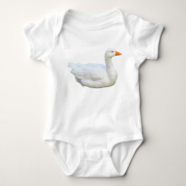 White Emden Goose Baby Bodysuit (Front)