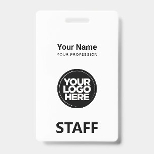 White Employee Name Business Logo Staff Tag ID Badge