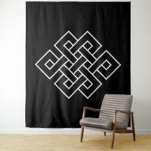 White Endless Knot Symbol on Black