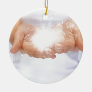 white energy healing hands reiki healer shaman ceramic tree decoration