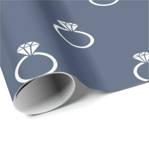 White Engagement Rings, Blue Jeans Wrapping Paper
