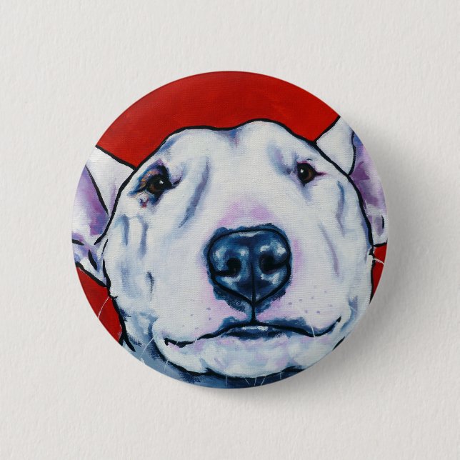 White English Bull Terrier 6 Cm Round Badge (Front)