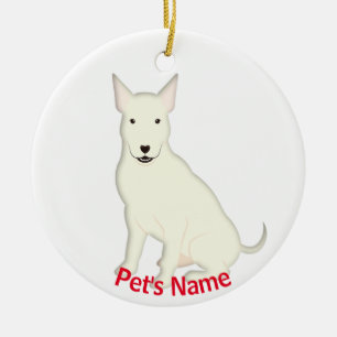 White English Bull Terrier Ceramic Tree Decoration