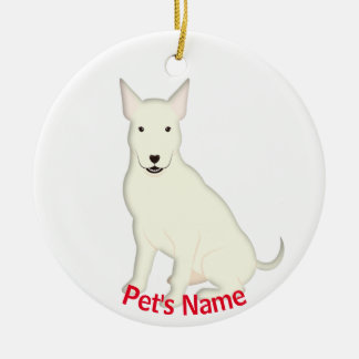 White English Bull Terrier Ceramic Tree Decoration