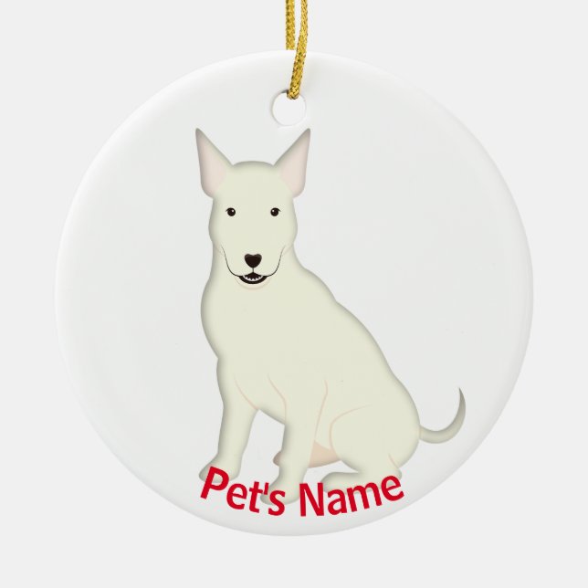White English Bull Terrier Ceramic Tree Decoration (Front)