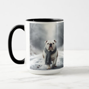 White English Bulldog Merry Christmas Human Mug
