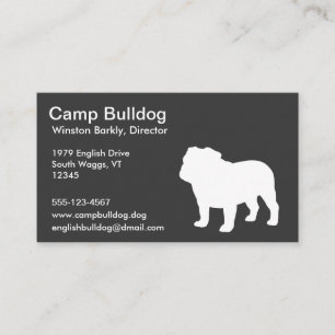 White English Bulldog Silhouette Business Card