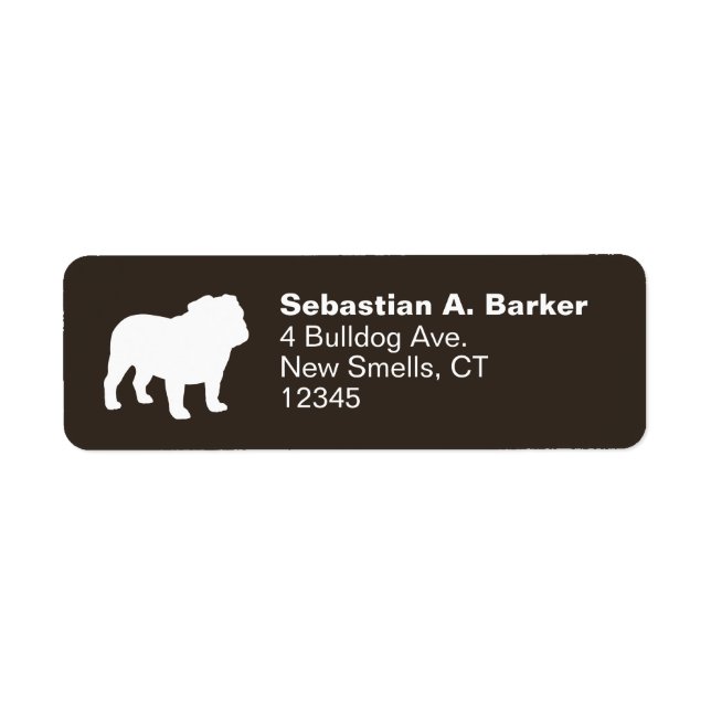 White English Bulldog Silhouette Return Address (Front)