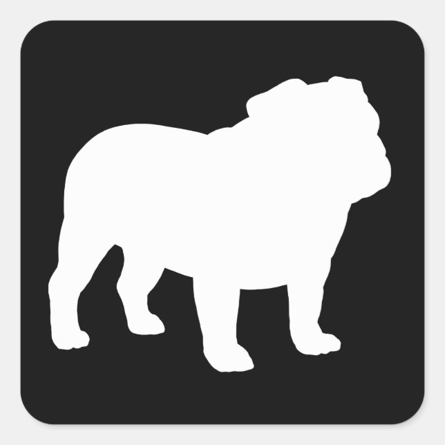 White English Bulldog Silhouette Square Sticker (Front)