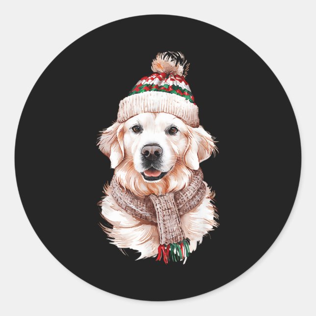 White English Cream Golden Retriever Mom Dog Puppy Classic Round Sticker (Front)
