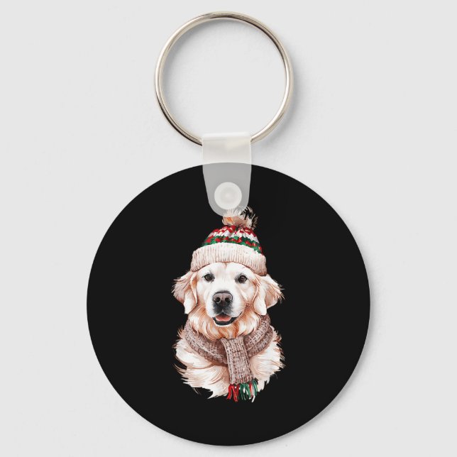 White English Cream Golden Retriever Mom Dog Puppy Key Ring (Front)