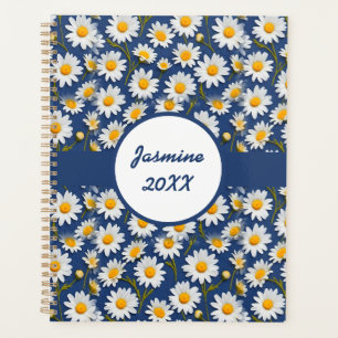White English Daisies on Blue Planner