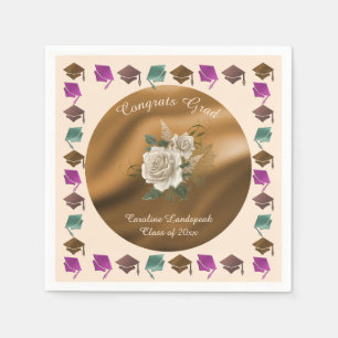 White English Flowers, Graduation 2025 Napkin