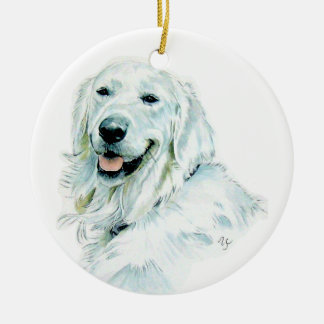 White English Retriever Ceramic Tree Decoration