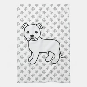 White English Staffordshire Bull Terrier Dog Tea Towel