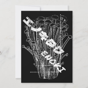 White Enoki Mushrooms Japanese Letters Fungus Food Invitation