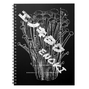 White Enoki Mushrooms Japanese Letters Fungus Food Notebook