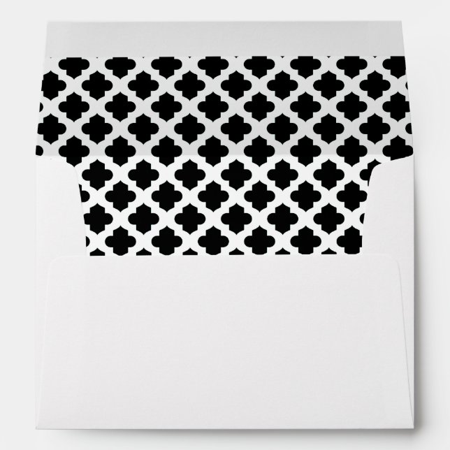 White Envelope Black Quatrefoil Lined (Back (Bottom))