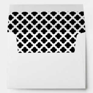 White Envelope Black Quatrefoil Lined