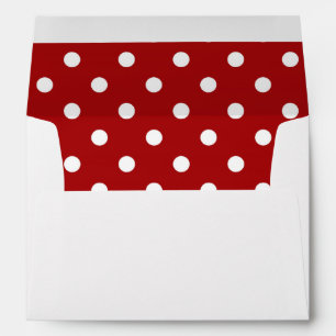 White Envelope, Dark Red Polka Dot Lined Envelope