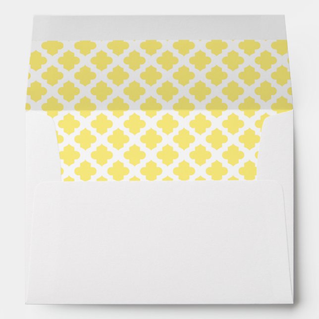 White Envelope Light Yellow Quatrefoil Lined (Back (Bottom))