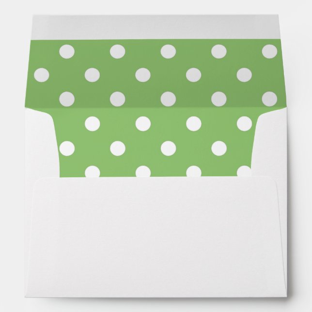 White Envelope, Pistachio Green Polka Dot Lined Envelope (Back (Bottom))