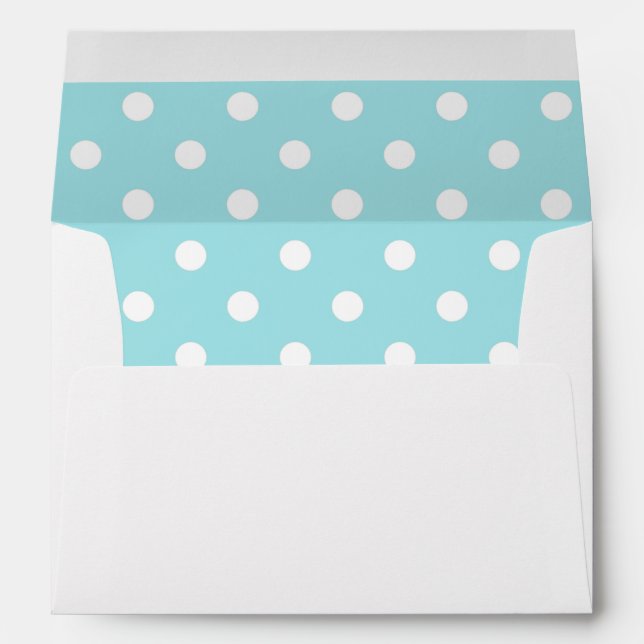 White Envelope, Robin Egg Blue Polka Dot Lined Envelopes (Back (Bottom))