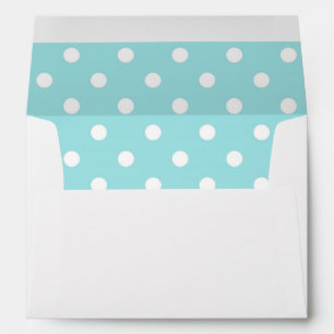 White Envelope, Robin Egg Blue Polka Dot Lined Envelopes