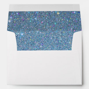 White Envelope, Sky Blue Glitter Lined Envelope