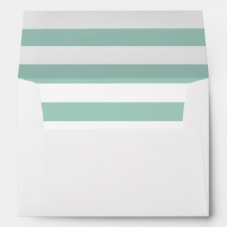 White Envelope With Mint Green and White Stripes