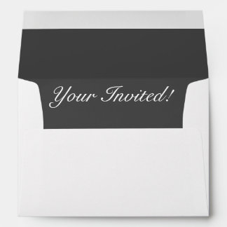 White Envelope Your Invited Dark Grey Liner