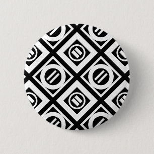 White Equal Sign Geometric Pattern on Black 6 Cm Round Badge