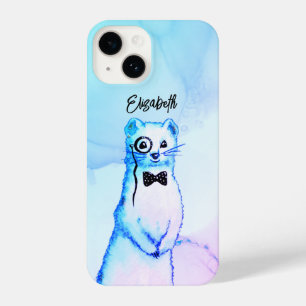 White Ermine Watercolor Art Girl Name iPhone 14 Case