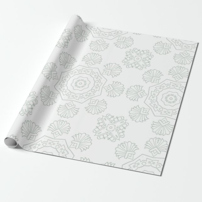 White ethnic pattern wrapping paper (Unrolled)
