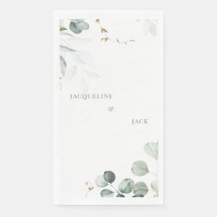 White Eucalyptus Elegance Personalised Wedding Napkin