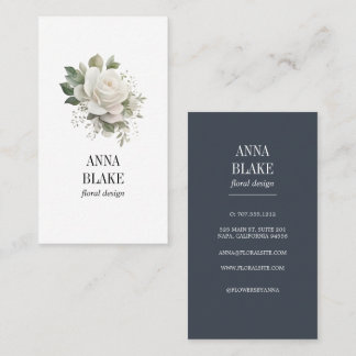 White Eucalyptus Flower Vertical Business Card